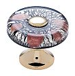 JVJ Hardware Murano 1-3/8" (35mm) Copper Flecked Glass Cabinet Knob (24kt Gold Plated/Black Lines)