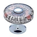 JVJ Hardware Murano 1-3/8" (35mm) Copper Flecked Glass Cabinet Knob (Polished Chrome/Black Lines)