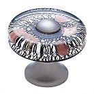 JVJ Hardware Murano 1-3/8" (35mm) Copper Flecked Glass Cabinet Knob (Satin Nickel/Black Lines)
