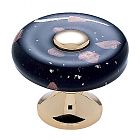 JVJ Hardware Murano 1-3/8" (35mm) Copper Flecked Glass Cabinet Knob (24kt Gold Plated/Black)