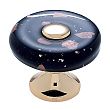 JVJ Hardware Murano 1-3/8" (35mm) Copper Flecked Glass Cabinet Knob (24kt Gold Plated/Black)