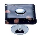 JVJ Hardware Murano 1-3/8" (35mm) Copper Flecked Glass Square Cabinet Knob (Polished Chrome/Black)