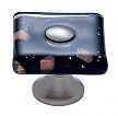 JVJ Hardware Murano 1-3/8" (35mm) Copper Flecked Glass Square Cabinet Knob (Satin Nickel/Black)