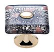 JVJ Hardware Murano 1-3/8" (35mm) Copper Flecked Glass Square Cabinet Knob (24kt Gold Plated/Black Lines)