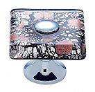 JVJ Hardware Murano 1-3/8" (35mm) Copper Flecked Glass Square Cabinet Knob (Polished Chrome/Black Lines)