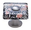 JVJ Hardware Murano 1-3/8" (35mm) Copper Flecked Glass Square Cabinet Knob (Satin Nickel/Black Lines)