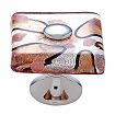 JVJ Hardware Murano 1-3/8" (35mm) Gold Flecked Glass Square Cabinet Knob (Polished Nickel/Silver)