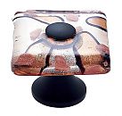 JVJ Hardware Murano 1-3/8" (35mm) Gold Flecked Glass Square Cabinet Knob (Oil Rubbed Bronze/Silver)
