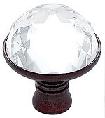 JVJ Hardware Pure Elegance II 1-1/4" (32mm) Clear Crystal Cabinet Knob (Old World Bronze/Crystal)