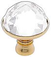 JVJ Hardware Pure Elegance II 1-1/4" (32mm) Clear Crystal Cabinet Knob (24kt Gold Plated/Crystal)