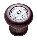 JVJ Hardware Pure Elegance II 1-3/16" (30mm) Crystal Cabinet Knob (Old World Bronze/Crystal)