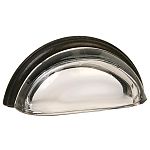 Lewis Dolin 3" (76mm) Center-to-Center Glass Cabinet Cup Pull (Transparent Clear/Oil Rubbed Bronze)