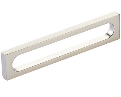 Schaub and Company Cafe 5" (128mm) Center-to-Center Modern Oval Slot Cabinet Pull (Brushed Nickel)