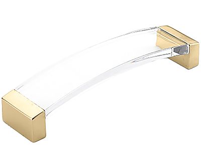 Schaub and Company Positano 5" (128mm) Center-to-Center Cabinet Pull (Signature Satin Brass/Clear)