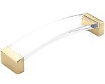 Schaub and Company Positano 5" (128mm) Center-to-Center Cabinet Pull (Signature Satin Brass/Clear)