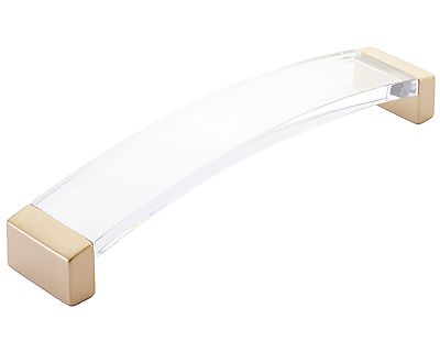 Schaub and Company Positano 6-5/16" (160mm) Center-to-Center Cabinet Pull (Signature Satin Brass/Clear)