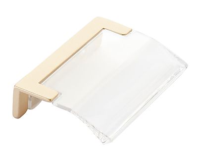 Schaub and Company Positano 1-1/4" (32mm) Center-to-Center Cabinet Edge Pull (Signature Satin Brass/Clear)