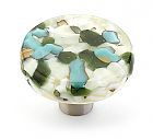 Schaub and Company Ice 1-1/4" (32mm) Glass Cabinet Knob (Green/Blue Pebbles)