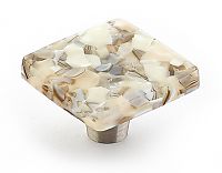 Schaub and Company Ice 1-1/2" (38mm) Square Glass Cabinet Knob (Sable Pebbles)