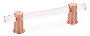 Schaub and Company Lumiere 4" (102mm) Center-to-Center Cabinet Pull (Clear Acrylic/Brushed Rose Gold)