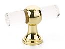 Schaub and Company Lumiere Transitional 2" (51mm) Cabinet T-Knob (Clear Acrylic/Polished Brass)