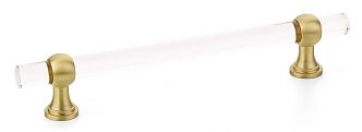 Schaub and Company Lumiere Transitional 6" (152mm) Center-to-Center Cabinet Pull (Clear Acrylic/Satin Brass)