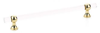 Schaub and Company Lumiere Transitional 8" (203mm) Center-to-Center Cabinet Pull (Clear Acrylic/Polished Brass)