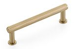 Schaub and Company Pub House 4" (102mm) Center-to-Center Knurled Cabinet Pull (Signature Satin Brass)