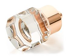 Schaub and Company City Lights 1-1/8" (29mm) Round Multi-Sided Glass Cabinet Knob (Polished Rose Gold/Clear Glass)