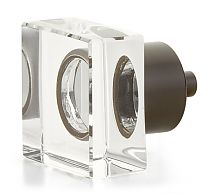 Schaub and Company City Lights 1-1/4" (32mm) Square Glass Cabinet Knob (Oil Rubbed Bronze/Clear Glass)