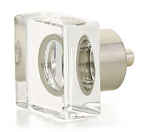 Schaub and Company City Lights 1-1/4" (32mm) Square Glass Cabinet Knob (Satin Nickel/Clear Glass)