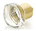 Schaub and Company City Lights 1-1/4" (32mm) Soft Square Glass Cabinet Knob (Satin Brass/Clear Glass)