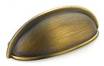 Schaub and Company Traditional Design Series 3" (76mm) Center-to-Center Small Cabinet Cup/Bin Pull (Antique Light Brass)