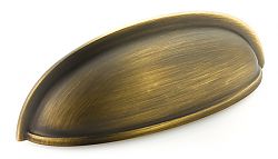 Schaub and Company Traditional Design Series 3" (76mm) Center-to-Center Large Cabinet Cup/Bin Pull (Antique Light Brass)