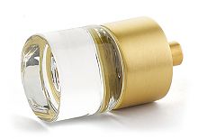Schaub and Company City Lights 7/8" (22mm) Cylinder Glass Cabinet Knob (Satin Brass/Clear Glass)
