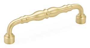 Schaub and Company Traditional Design Series 6" (152mm) Center-to-Center Cabinet Pull (Satin Brass)