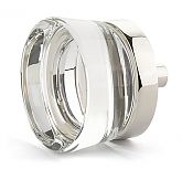 Schaub and Company City Lights 1-3/8" (35mm) Flat Disc Glass Cabinet Knob (Polished Nickel/Clear Glass)