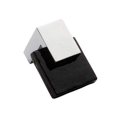 Sietto Affinity 1-5/8" (41mm) Black Glass Cabinet Knob (Polished Chrome)