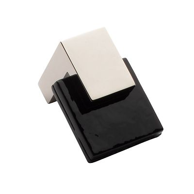 Sietto Affinity 1-5/8" (41mm) Black Glass Cabinet Knob (Polished Nickel)