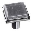 Sietto Geometric 1-1/4" (32mm) Square Slate Grey Glass on Square Cabinet Knob (Polished Chrome)