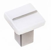 Sietto Bandwidth 1" (25mm) Glass Cabinet Knob (White/Grey/Satin Nickel)