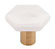Sietto Hex 1-1/4" (32mm) Irid White Glass Cabinet Knob (Satin Brass)