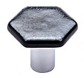 Sietto Hex 1-1/4" (32mm) Irid Silver Black Glass Cabinet Knob (Polished Chrome)