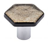 Sietto Hex 1-1/4" (32mm) Irid Gold Black Glass Cabinet Knob (Polished Chrome)
