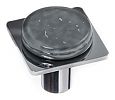 Sietto Geometric 1-1/4" (32mm) Round Slate Grey Glass on Square Cabinet Knob (Polished Chrome)