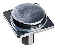 Sietto Geometric 1-1/4" (32mm) Round Irid Black Glass on Square Cabinet Knob (Polished Chrome)