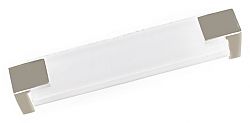 Sietto Affinity 5-5/8" (143mm) Center-to-Center White Glass Cabinet Pull (Polished Nickel)