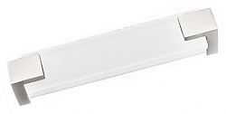 Sietto Affinity 5-5/8" (143mm) Center-to-Center White Glass Cabinet Pull (Satin Nickel)