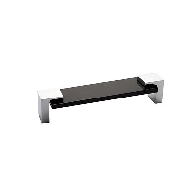 Sietto Affinity 5-5/8" (143mm) Center-to-Center Black Glass Cabinet Pull (Polished Chrome)