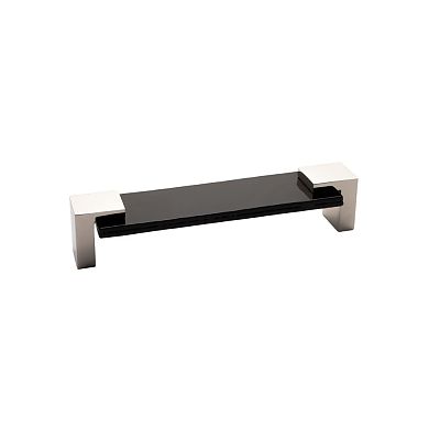 Sietto Affinity 5-5/8" (143mm) Center-to-Center Black Glass Cabinet Pull (Polished Nickel)